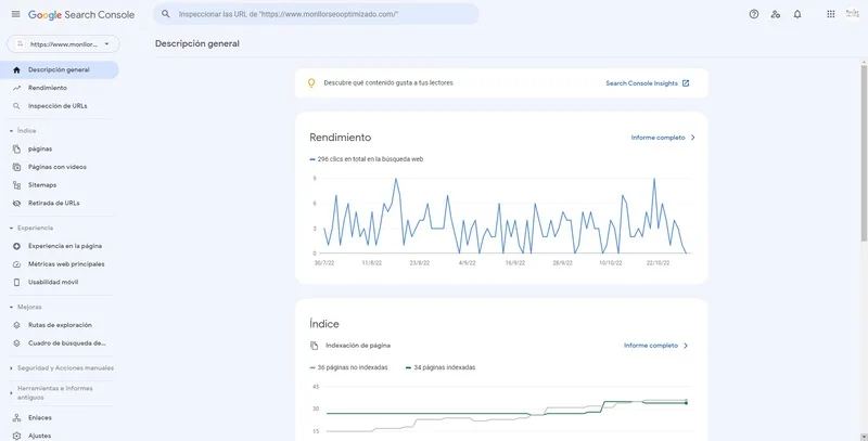 que es google search console interfaz