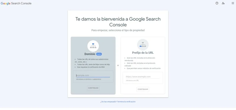 que es google search console tipos de propiedades